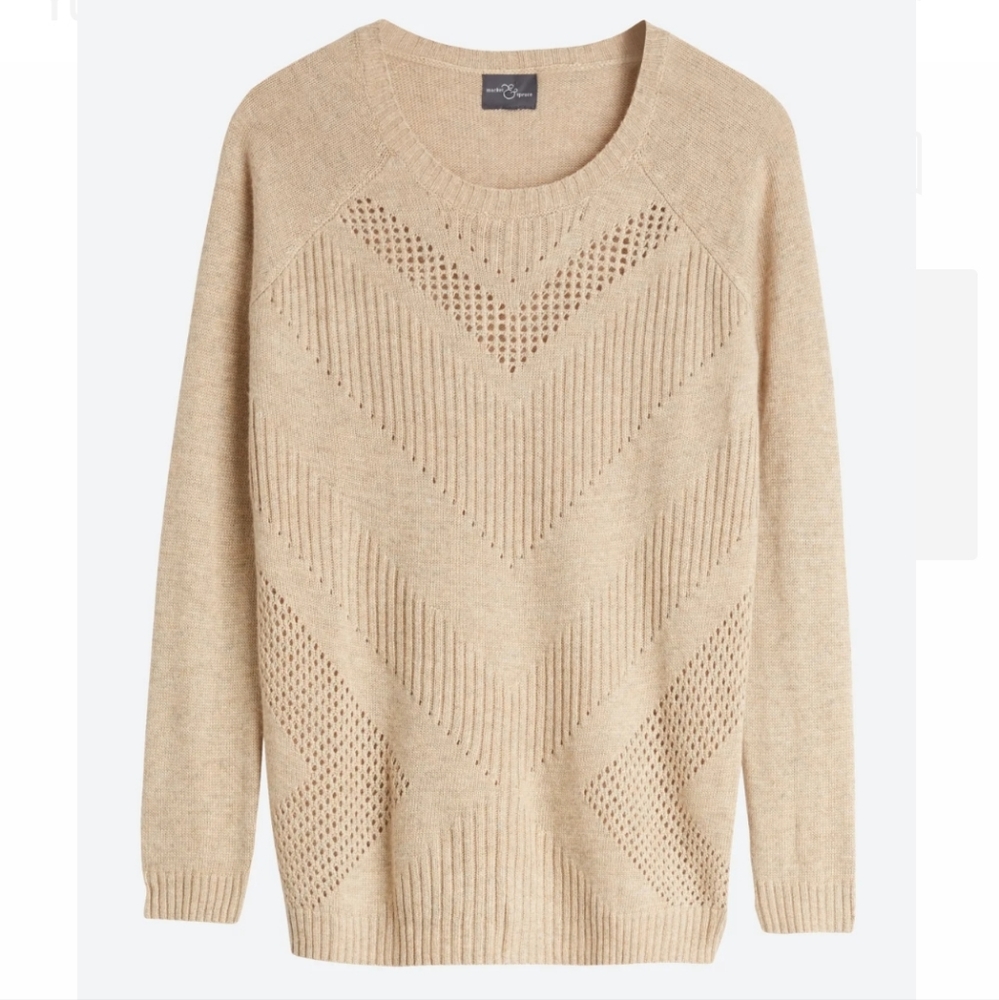 Market & Spruce Yuna Chevron Pointelle Knit Sweater